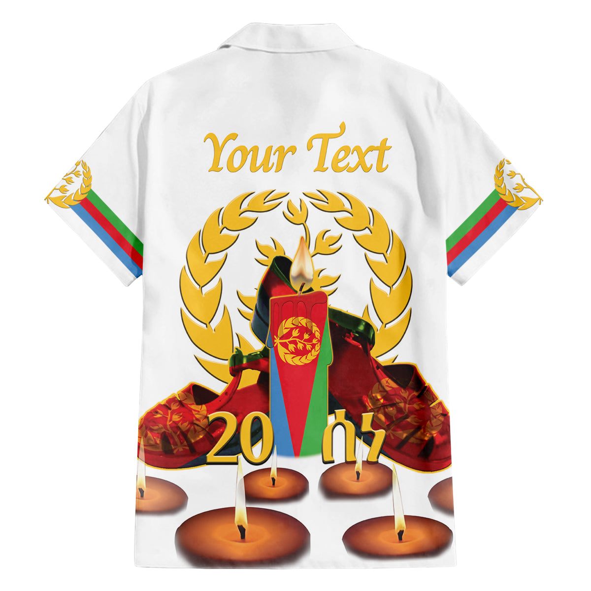 Custom Eritrea Martyrs' Day Family Matching Off Shoulder Maxi Dress and Hawaiian Shirt 20 June Shida Shoes With Candles - White - Wonder Print Shop