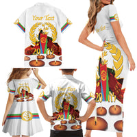 Custom Eritrea Martyrs' Day Family Matching Short Sleeve Bodycon Dress and Hawaiian Shirt 20 June Shida Shoes With Candles - White - Wonder Print Shop