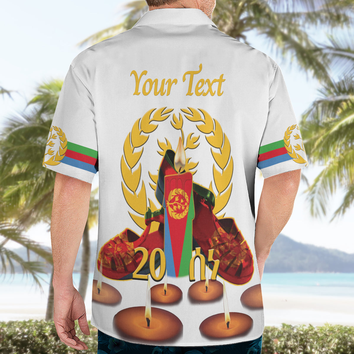 Custom Eritrea Martyrs' Day Hawaiian Shirt 20 June Shida Shoes With Candles - White - Wonder Print Shop