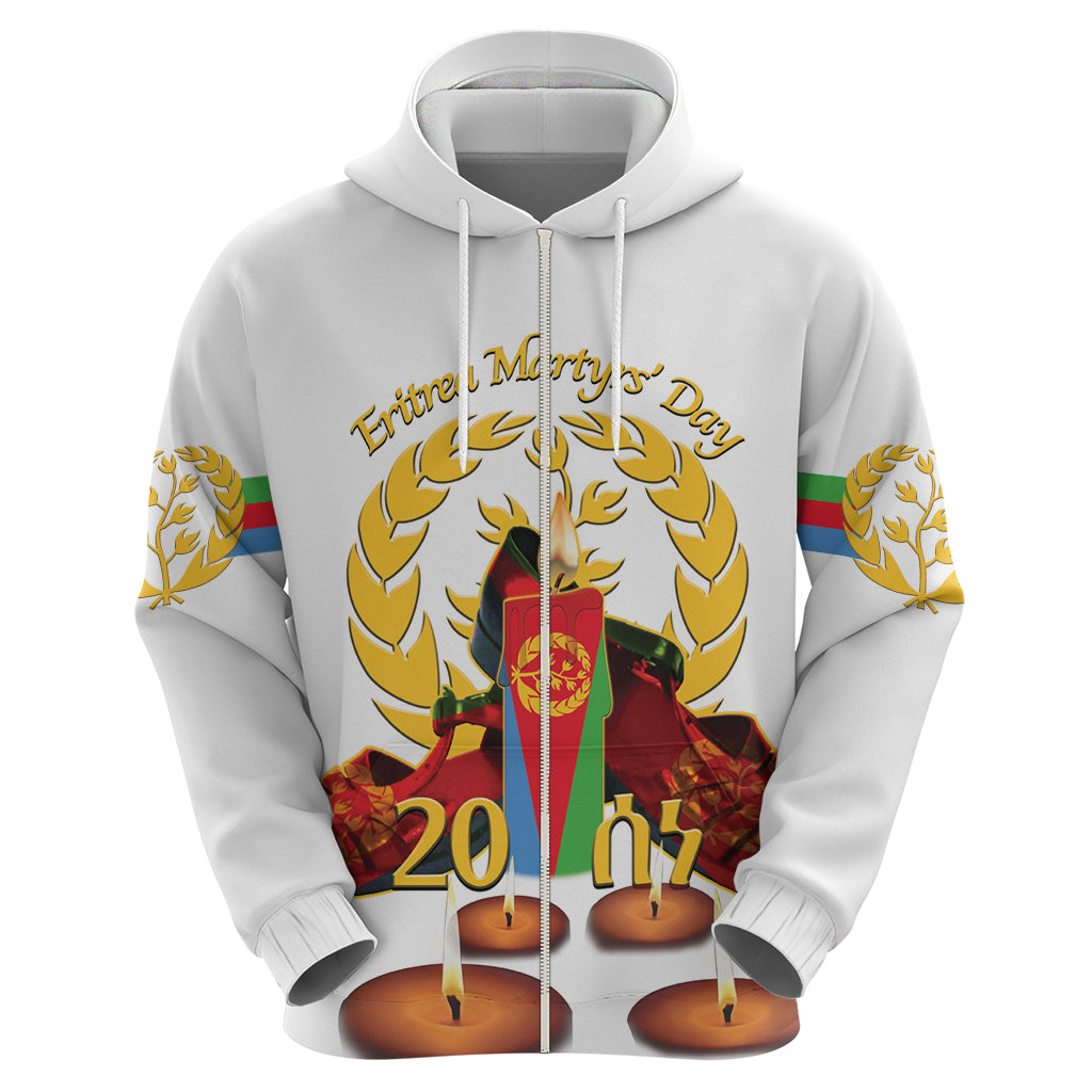 Custom Eritrea Martyrs' Day Hoodie 20 June Shida Shoes With Candles - White - Wonder Print Shop