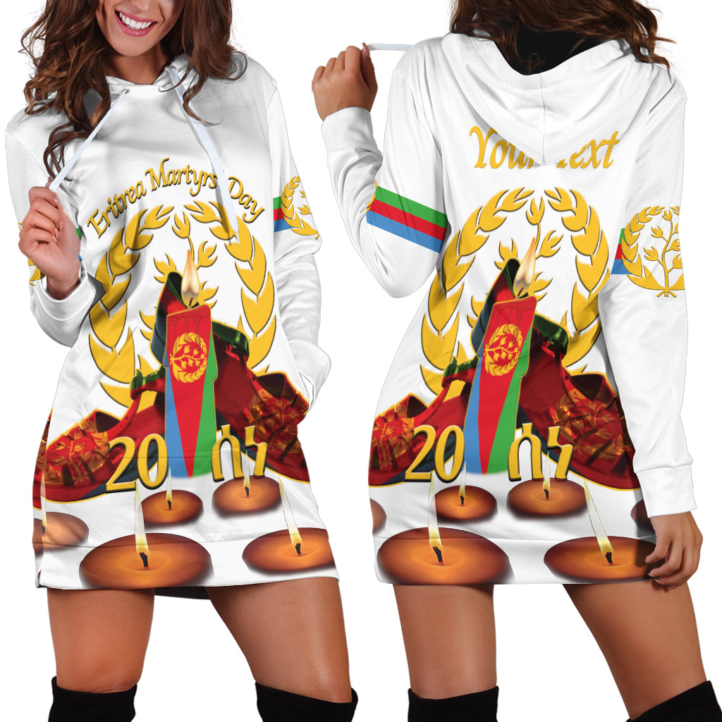 Custom Eritrea Martyrs' Day Hoodie Dress 20 June Shida Shoes With Candles - White - Wonder Print Shop