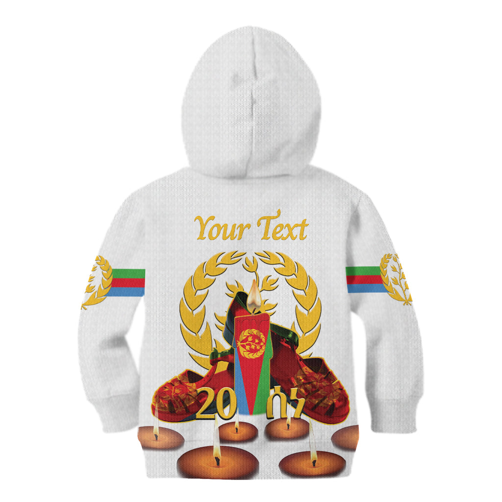 Custom Eritrea Martyrs' Day Kid Hoodie 20 June Shida Shoes With Candles - White - Wonder Print Shop