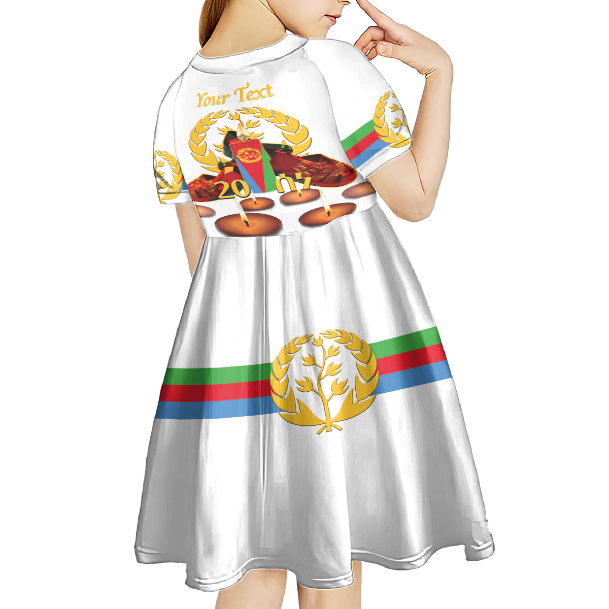 Custom Eritrea Martyrs' Day Kid Short Sleeve Dress 20 June Shida Shoes With Candles - White - Wonder Print Shop