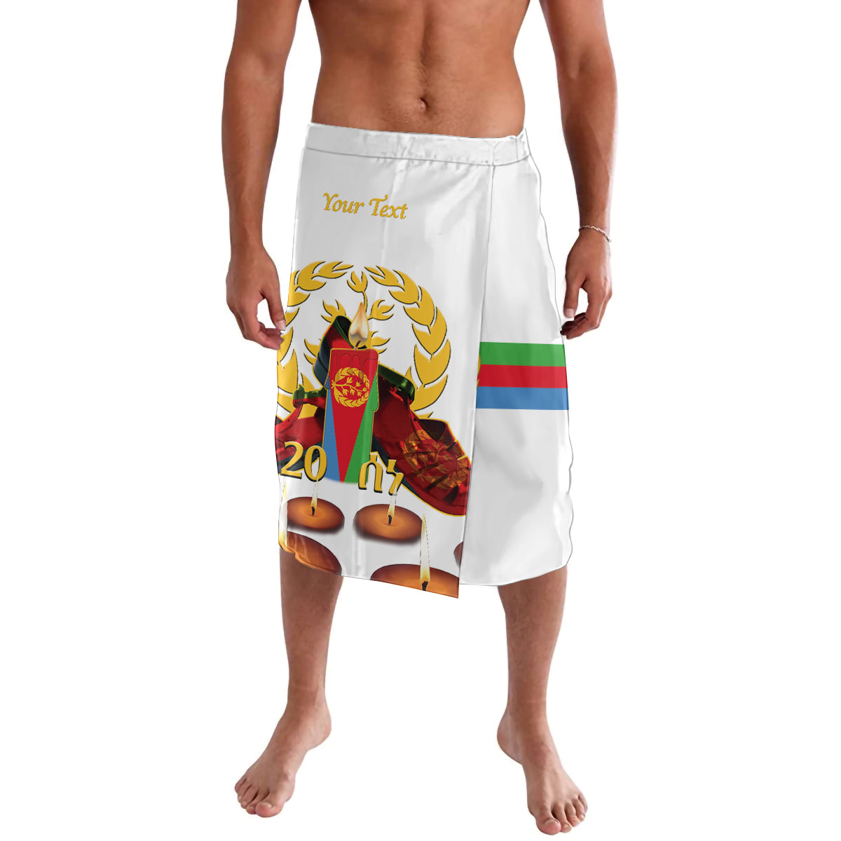 Custom Eritrea Martyrs' Day Lavalava 20 June Shida Shoes With Candles - White - Wonder Print Shop