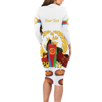 Custom Eritrea Martyrs' Day Long Sleeve Bodycon Dress 20 June Shida Shoes With Candles - White - Wonder Print Shop