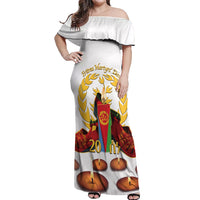 Custom Eritrea Martyrs' Day Off Shoulder Maxi Dress 20 June Shida Shoes With Candles - White - Wonder Print Shop