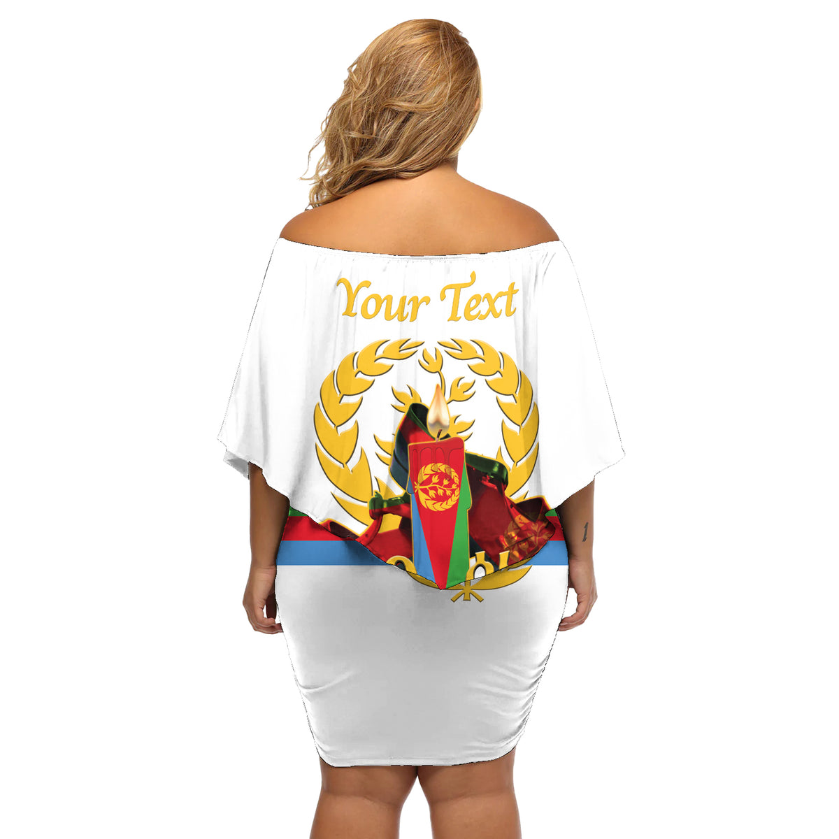 Custom Eritrea Martyrs' Day Off Shoulder Short Dress 20 June Shida Shoes With Candles - White - Wonder Print Shop