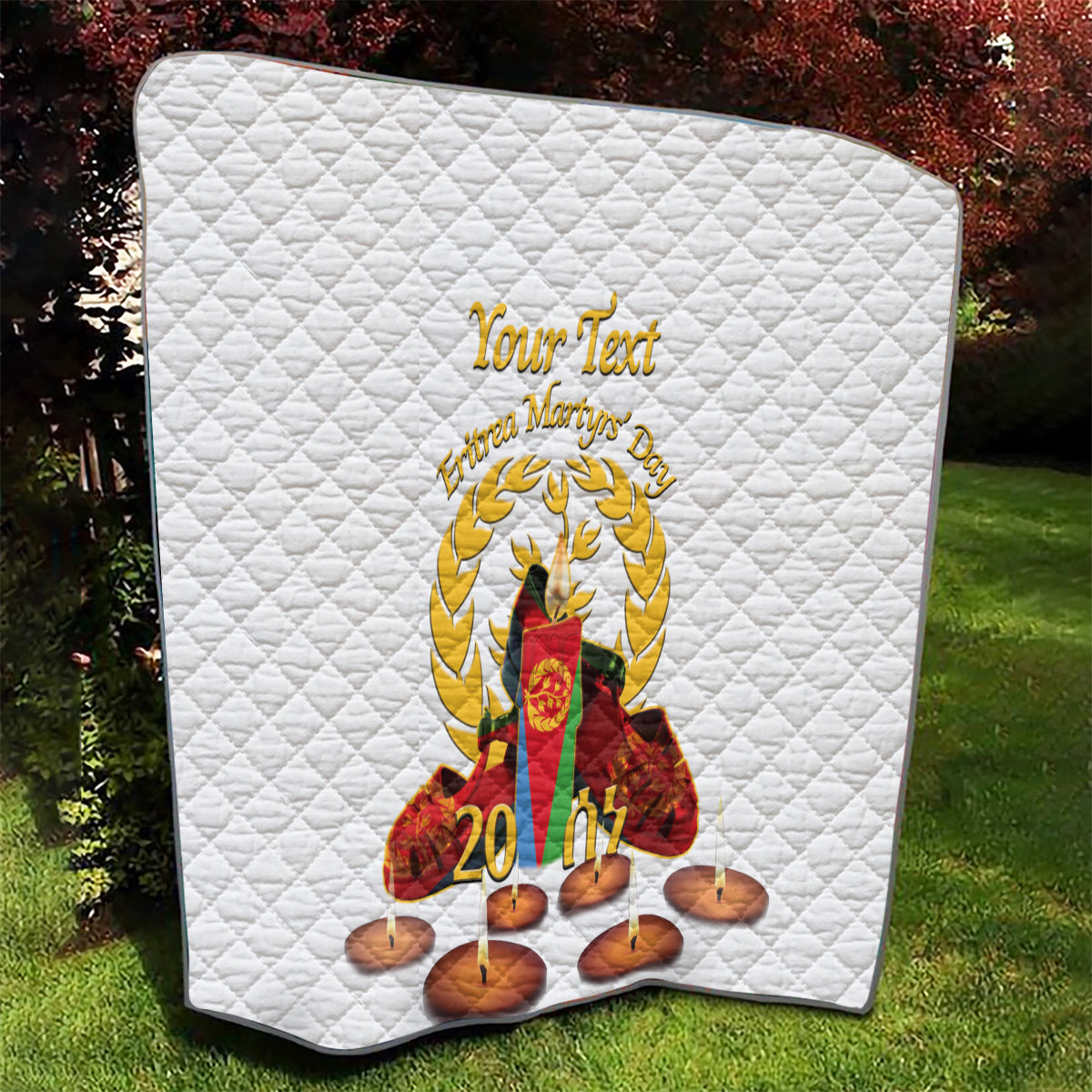 Custom Eritrea Martyrs' Day Quilt 20 June Shida Shoes With Candles - White - Wonder Print Shop
