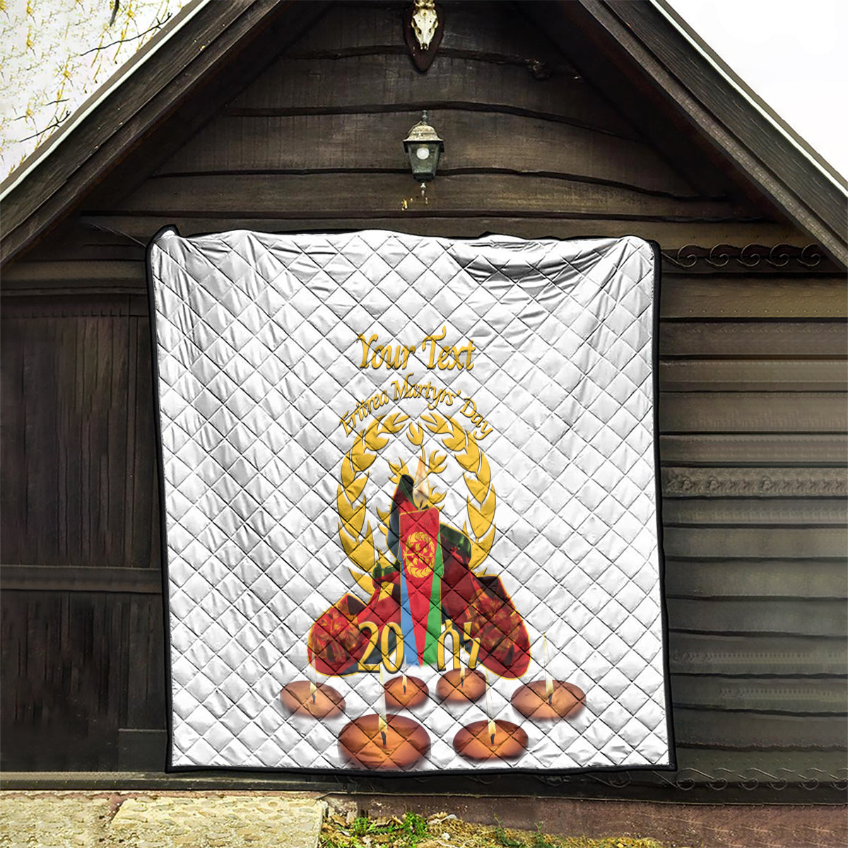 Custom Eritrea Martyrs' Day Quilt 20 June Shida Shoes With Candles - White - Wonder Print Shop