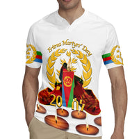 Custom Eritrea Martyrs' Day Rugby Jersey 20 June Shida Shoes With Candles - White - Wonder Print Shop