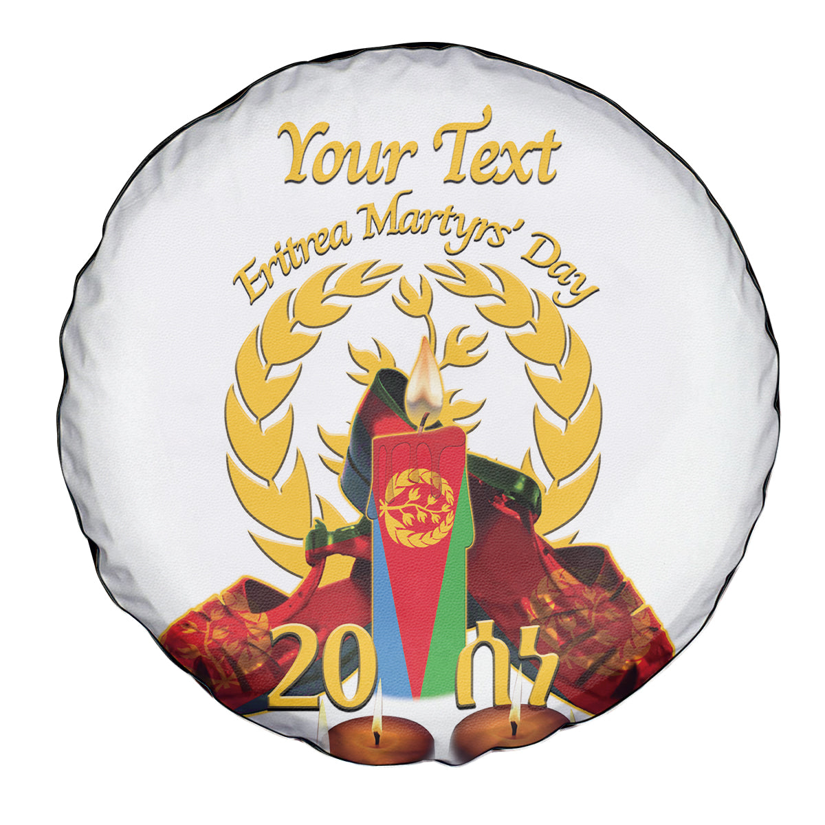 Custom Eritrea Martyrs' Day Spare Tire Cover 20 June Shida Shoes With Candles - White - Wonder Print Shop