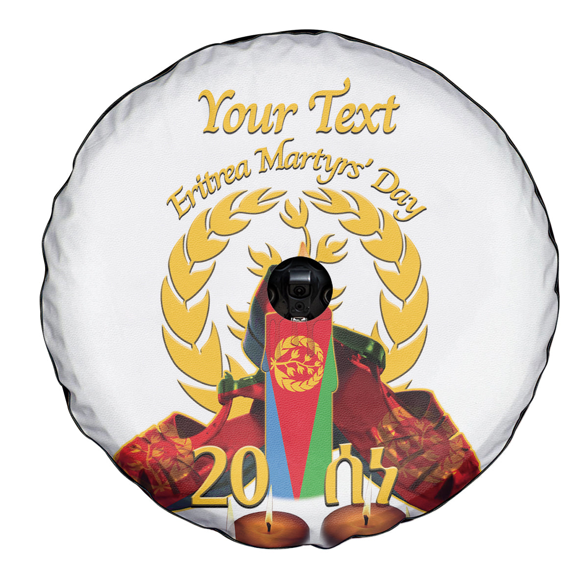 Custom Eritrea Martyrs' Day Spare Tire Cover 20 June Shida Shoes With Candles - White - Wonder Print Shop