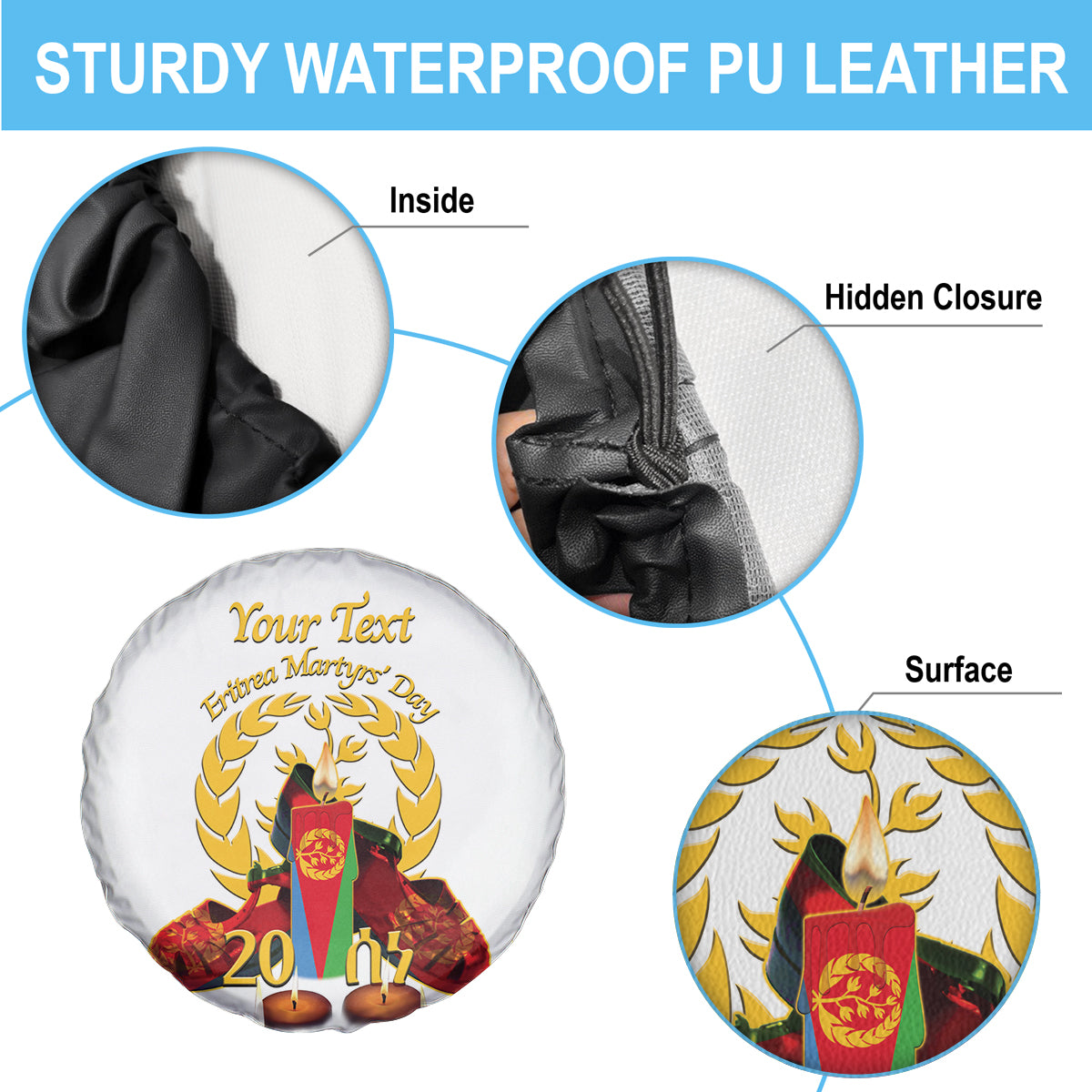 Custom Eritrea Martyrs' Day Spare Tire Cover 20 June Shida Shoes With Candles - White - Wonder Print Shop