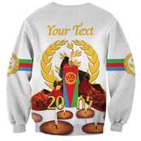 Custom Eritrea Martyrs' Day Sweatshirt 20 June Shida Shoes With Candles - White - Wonder Print Shop