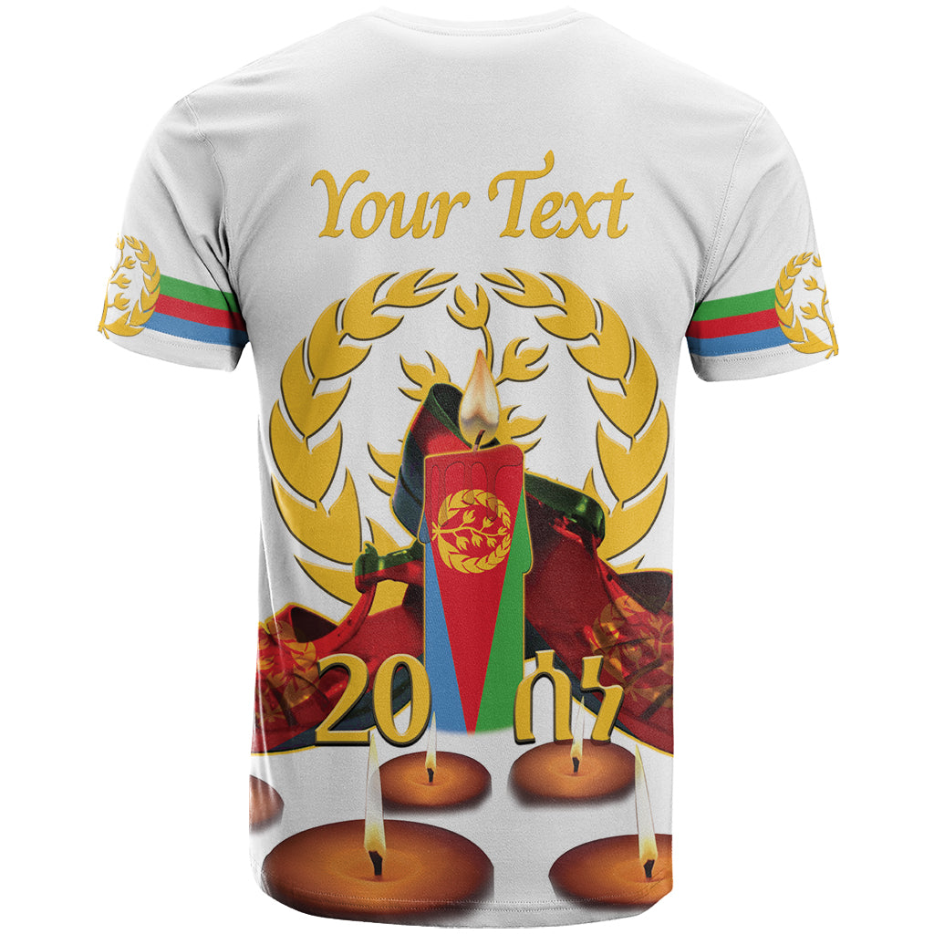 Custom Eritrea Martyrs' Day T Shirt 20 June Shida Shoes With Candles - White - Wonder Print Shop