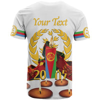 Custom Eritrea Martyrs' Day T Shirt 20 June Shida Shoes With Candles - White - Wonder Print Shop