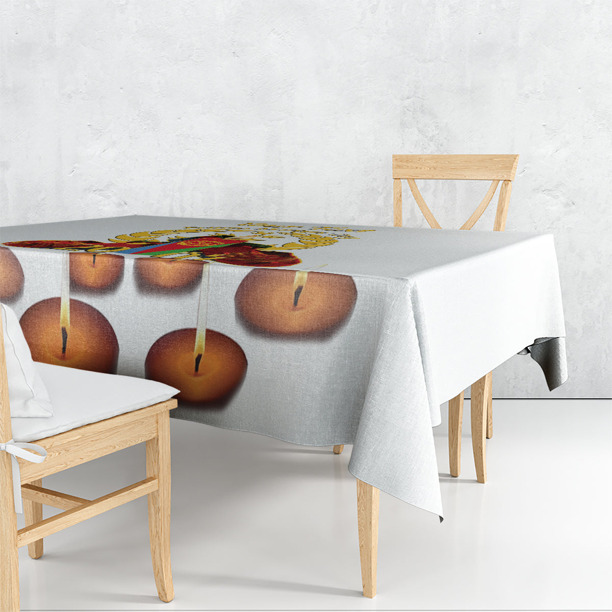 Custom Eritrea Martyrs' Day Tablecloth 20 June Shida Shoes With Candles - White - Wonder Print Shop