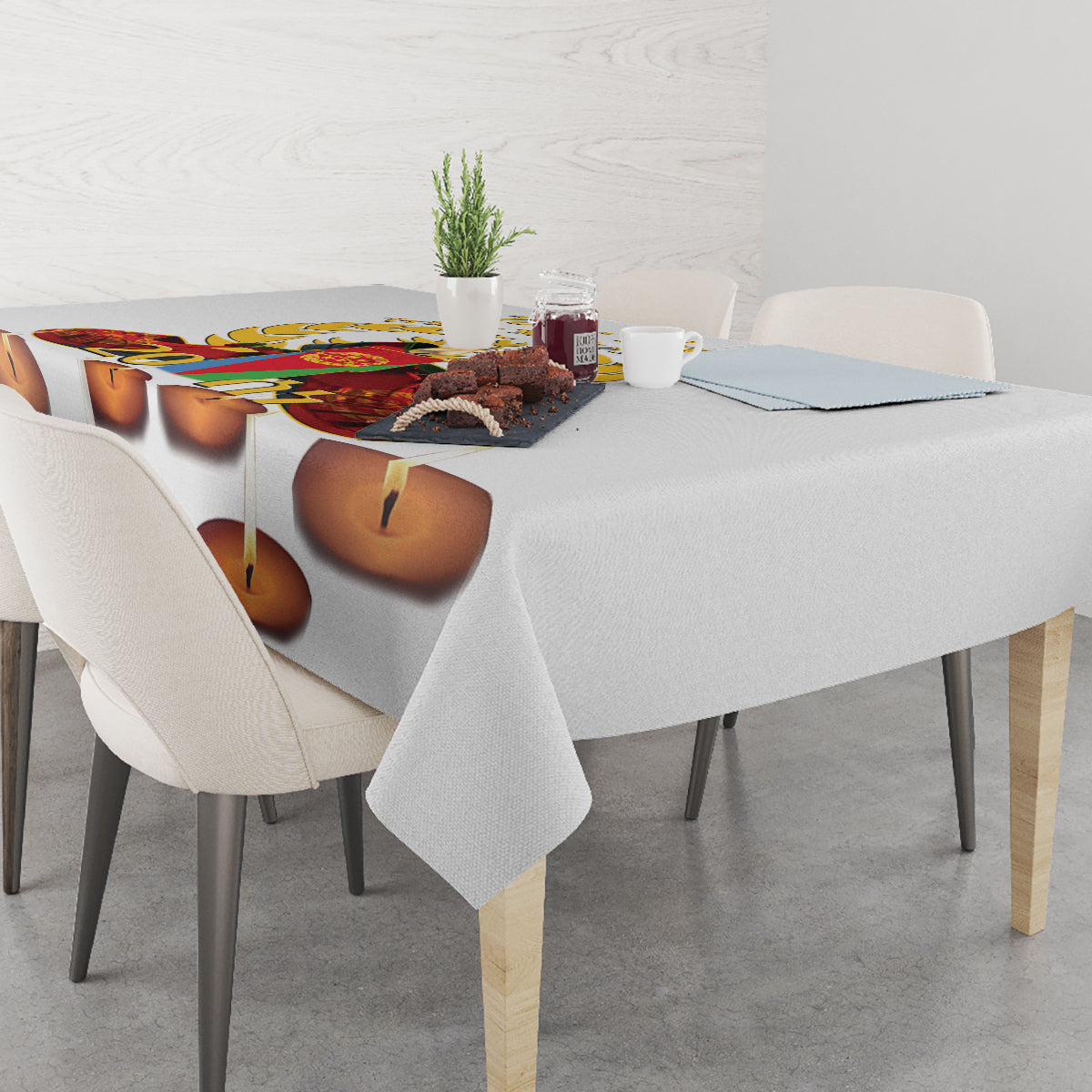 Custom Eritrea Martyrs' Day Tablecloth 20 June Shida Shoes With Candles - White - Wonder Print Shop