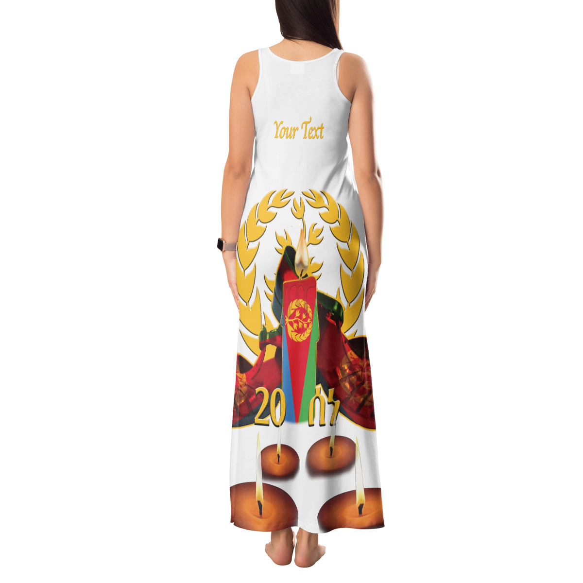 Custom Eritrea Martyrs' Day Tank Maxi Dress 20 June Shida Shoes With Candles - White - Wonder Print Shop