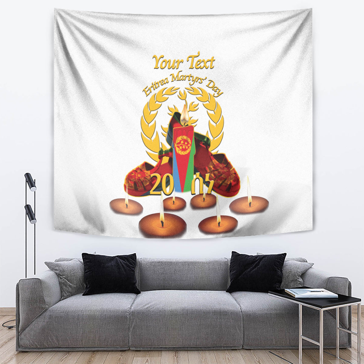 Custom Eritrea Martyrs' Day Tapestry 20 June Shida Shoes With Candles - White - Wonder Print Shop