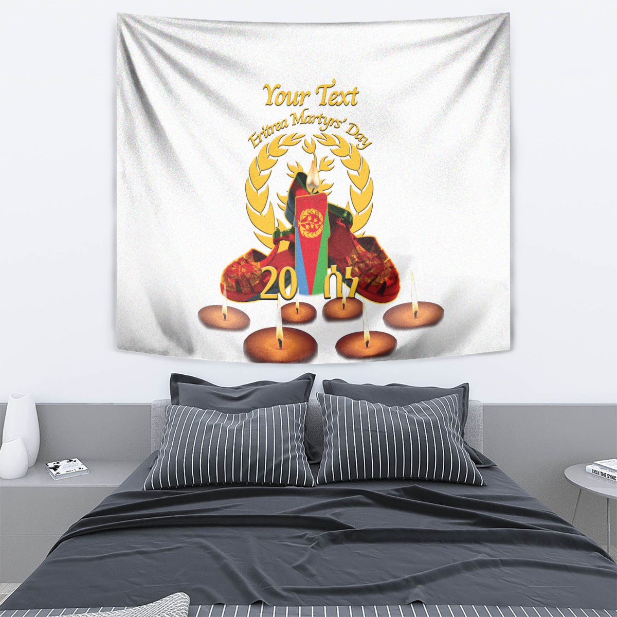 Custom Eritrea Martyrs' Day Tapestry 20 June Shida Shoes With Candles - White - Wonder Print Shop