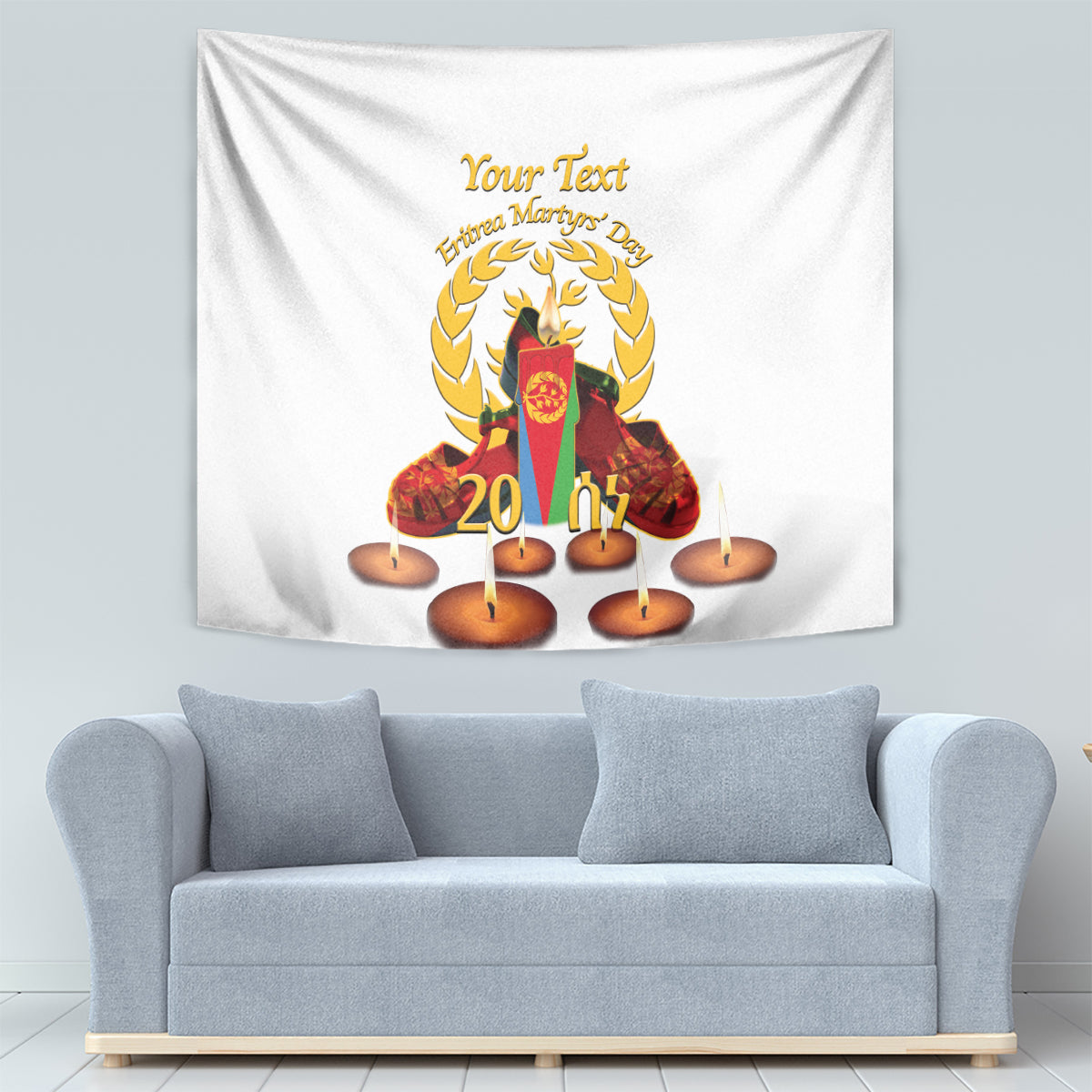 Custom Eritrea Martyrs' Day Tapestry 20 June Shida Shoes With Candles - White - Wonder Print Shop
