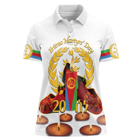 Custom Eritrea Martyrs' Day Women Polo Shirt 20 June Shida Shoes With Candles - White - Wonder Print Shop