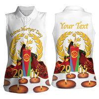 Custom Eritrea Martyrs' Day Women Sleeveless Polo Shirt 20 June Shida Shoes With Candles - White - Wonder Print Shop