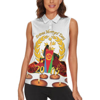 Custom Eritrea Martyrs' Day Women Sleeveless Polo Shirt 20 June Shida Shoes With Candles - White - Wonder Print Shop