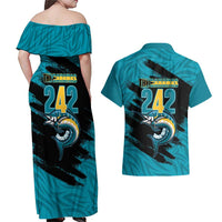The Bahamas 242 Day Couples Matching Off Shoulder Maxi Dress and Hawaiian Shirt Bahamian Independence Anniversary
