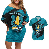 The Bahamas 242 Day Couples Matching Off Shoulder Short Dress and Hawaiian Shirt Bahamian Independence Anniversary