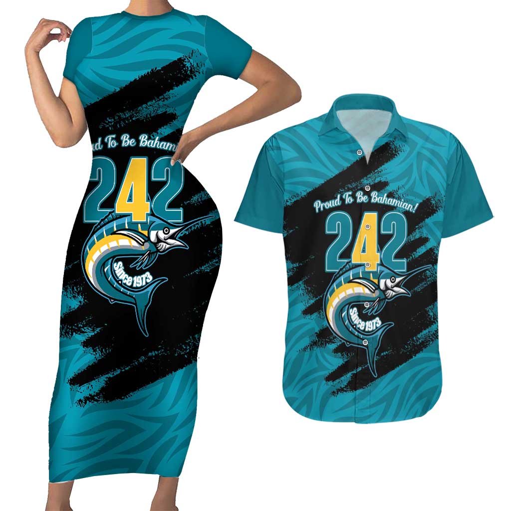 The Bahamas 242 Day Couples Matching Short Sleeve Bodycon Dress and Hawaiian Shirt Bahamian Independence Anniversary