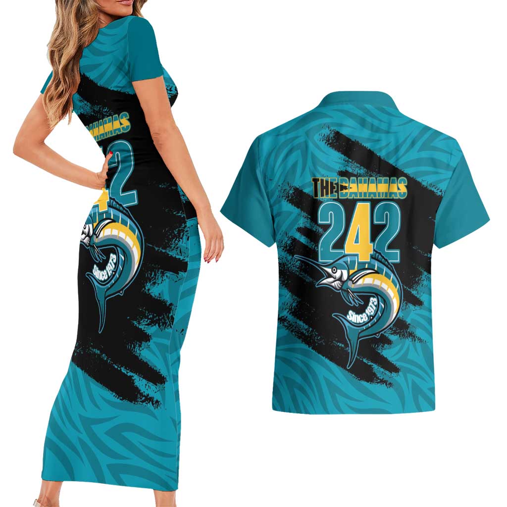 The Bahamas 242 Day Couples Matching Short Sleeve Bodycon Dress and Hawaiian Shirt Bahamian Independence Anniversary