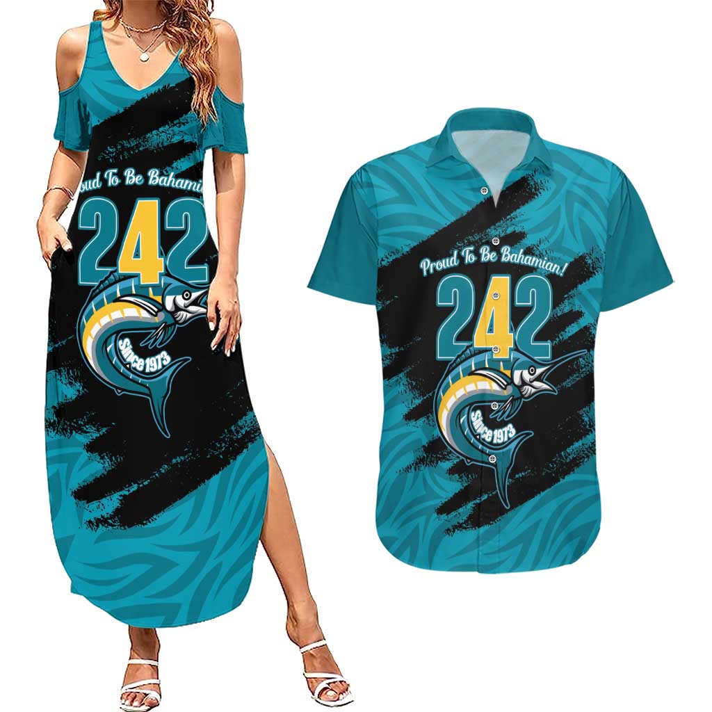 The Bahamas 242 Day Couples Matching Summer Maxi Dress and Hawaiian Shirt Bahamian Independence Anniversary