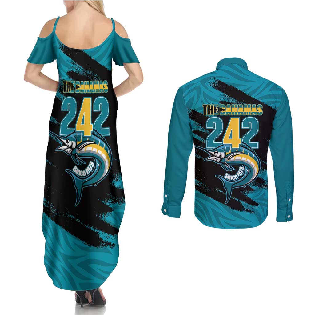 The Bahamas 242 Day Couples Matching Summer Maxi Dress and Long Sleeve Button Shirt Bahamian Independence Anniversary