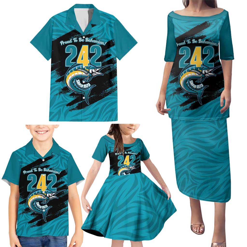 The Bahamas 242 Day Family Matching Puletasi and Hawaiian Shirt Bahamian Independence Anniversary