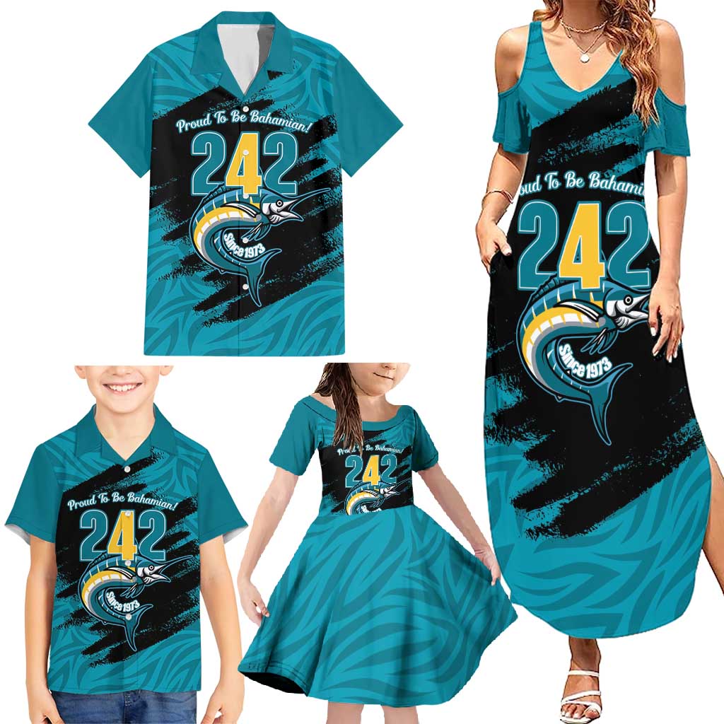 The Bahamas 242 Day Family Matching Summer Maxi Dress and Hawaiian Shirt Bahamian Independence Anniversary
