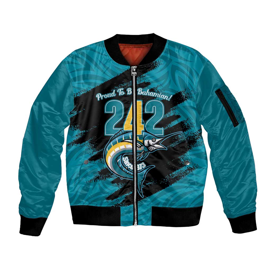 The Bahamas 242 Day Sleeve Zip Bomber Jacket Bahamian Independence Anniversary