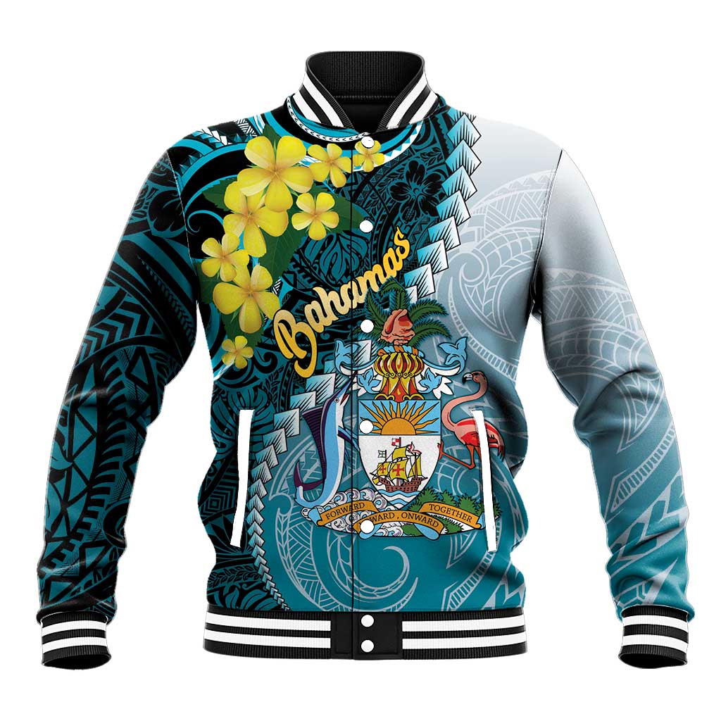 The Bahamas Baseball Jacket Bahamian Buttercup Polynesian Pattern
