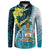 The Bahamas Button Sweatshirt Bahamian Buttercup Polynesian Pattern