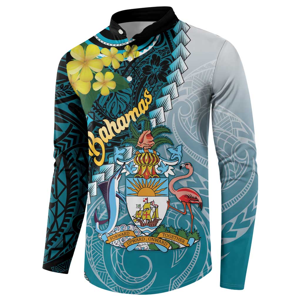 The Bahamas Button Sweatshirt Bahamian Buttercup Polynesian Pattern