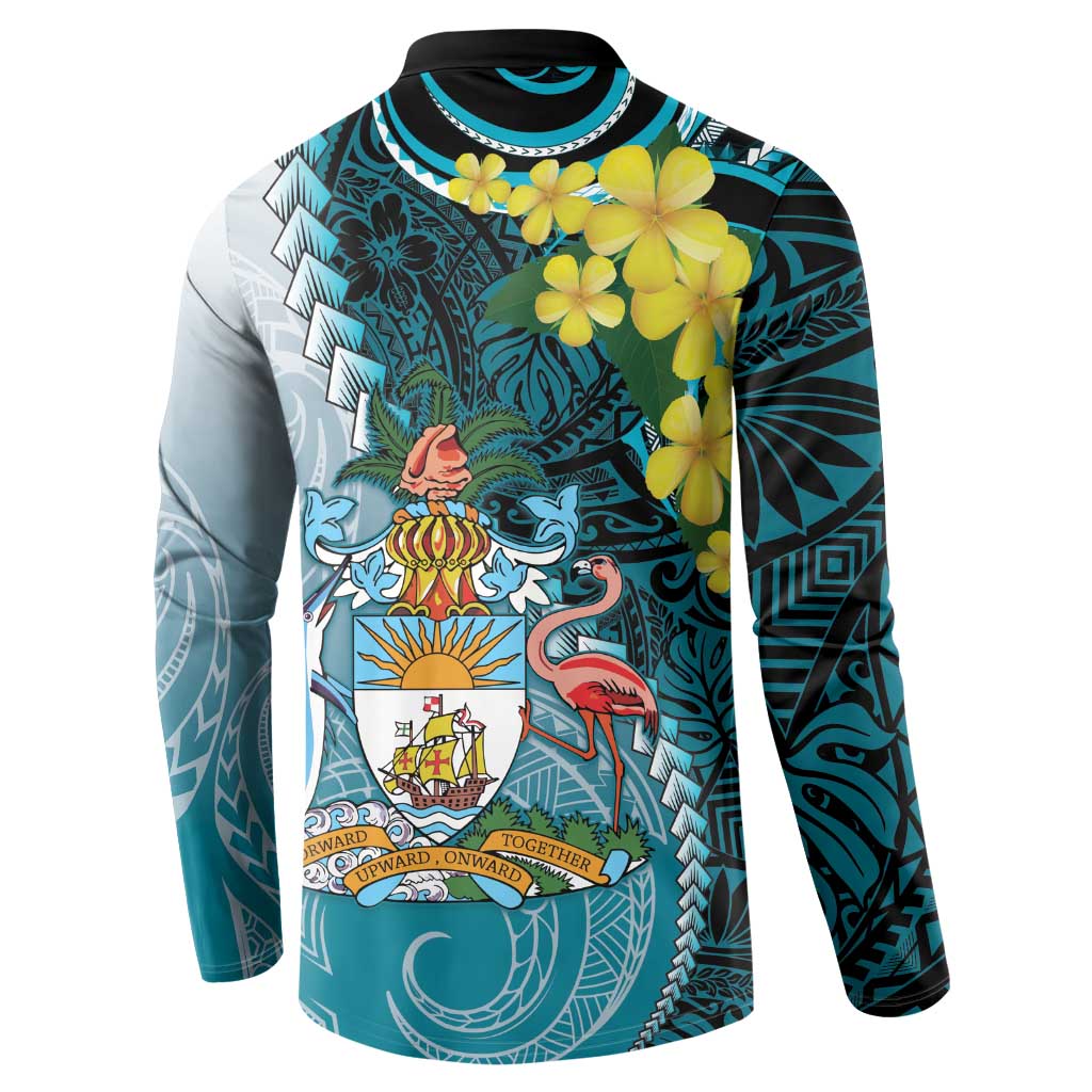 The Bahamas Button Sweatshirt Bahamian Buttercup Polynesian Pattern
