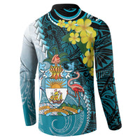 The Bahamas Button Sweatshirt Bahamian Buttercup Polynesian Pattern
