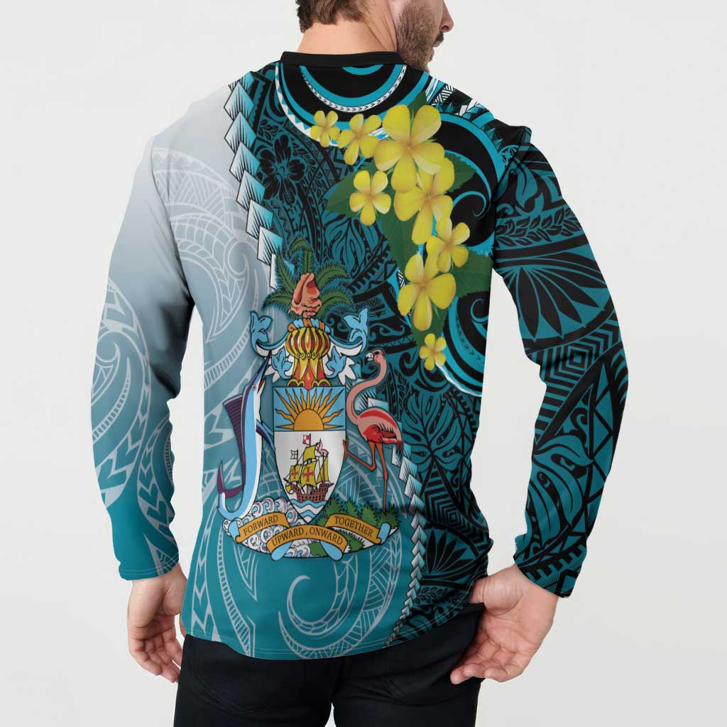 The Bahamas Button Sweatshirt Bahamian Buttercup Polynesian Pattern