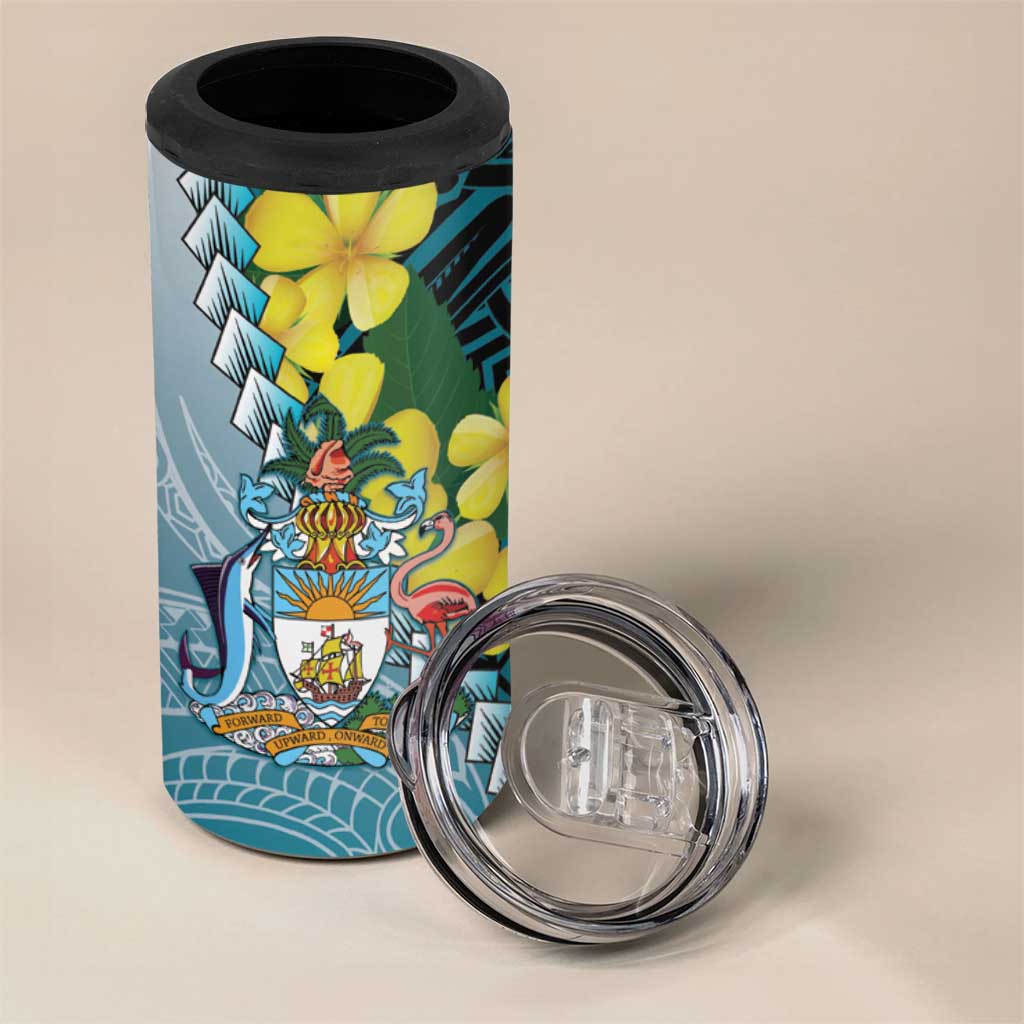 The Bahamas 4 in 1 Can Cooler Tumbler Bahamian Buttercup Polynesian Pattern