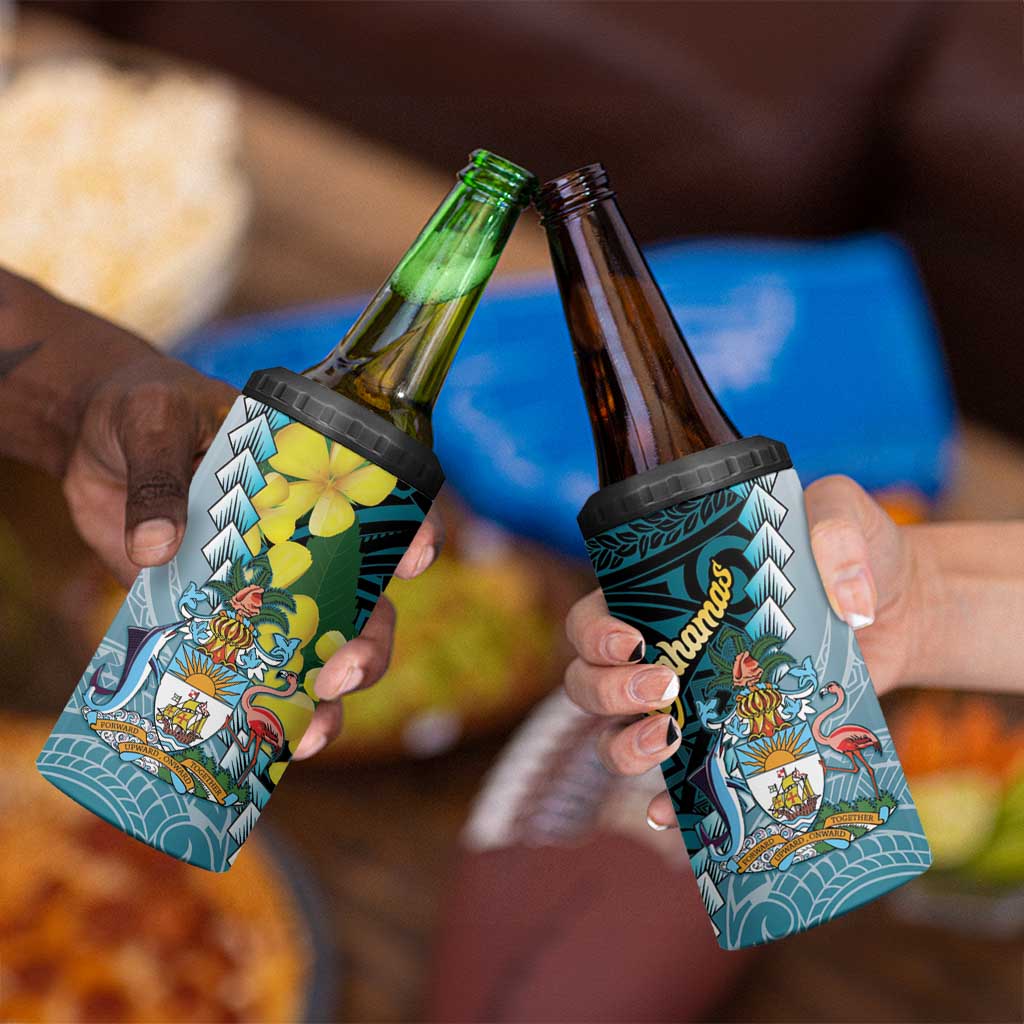 The Bahamas 4 in 1 Can Cooler Tumbler Bahamian Buttercup Polynesian Pattern