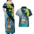 The Bahamas Couples Matching Off Shoulder Maxi Dress and Hawaiian Shirt Bahamian Buttercup Polynesian Pattern