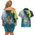 The Bahamas Couples Matching Off Shoulder Short Dress and Hawaiian Shirt Bahamian Buttercup Polynesian Pattern