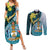 The Bahamas Couples Matching Summer Maxi Dress and Long Sleeve Button Shirt Bahamian Buttercup Polynesian Pattern