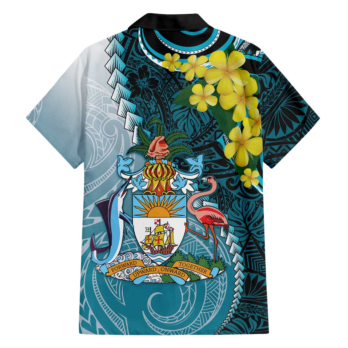 The Bahamas Family Matching Off The Shoulder Long Sleeve Dress and Hawaiian Shirt Bahamian Buttercup Polynesian Pattern